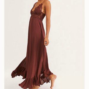 Free People One Adella Maxi Slip Mocha